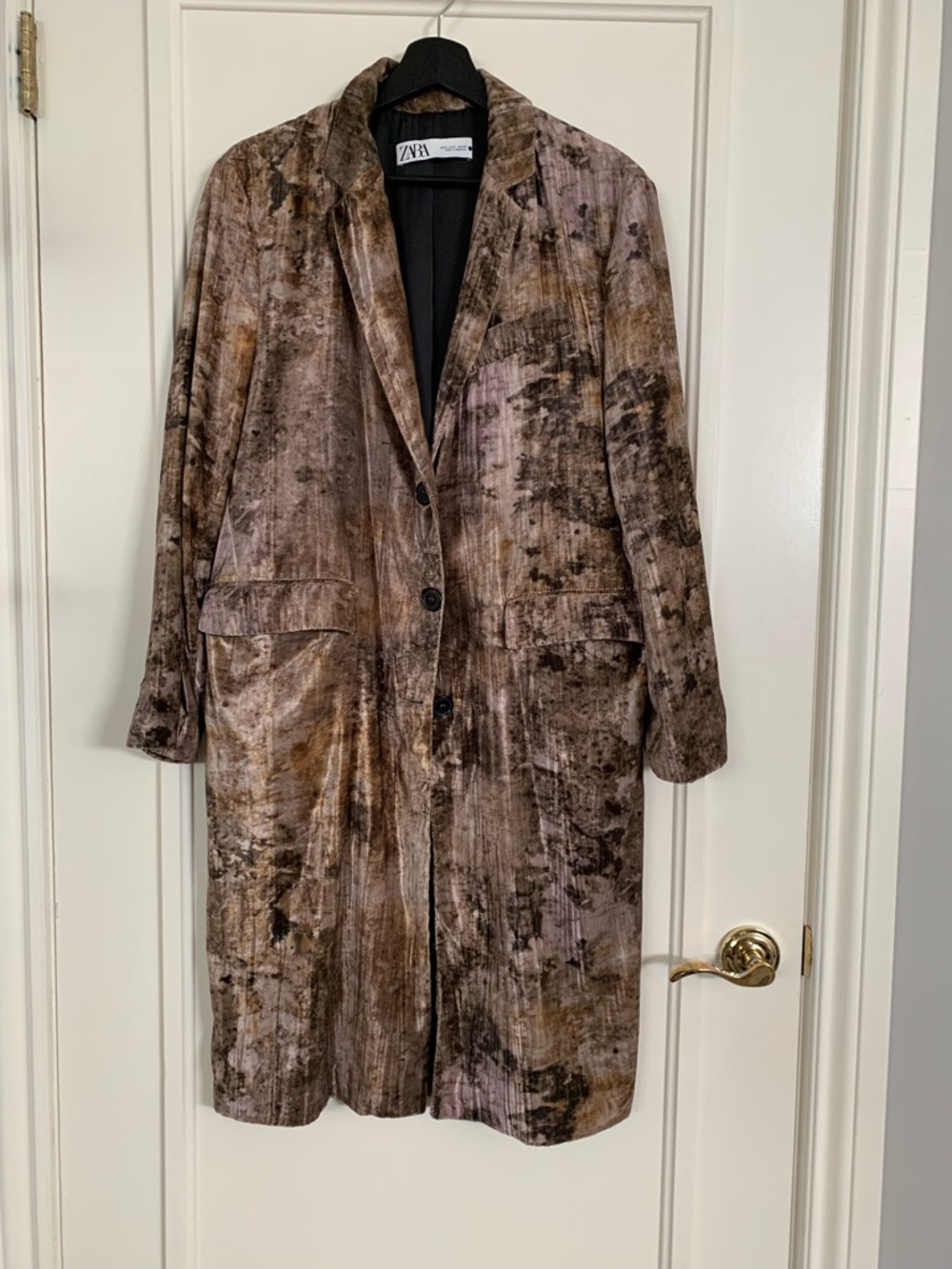 Zara Crushed Velvet Coordinating Long Jacket and Pants